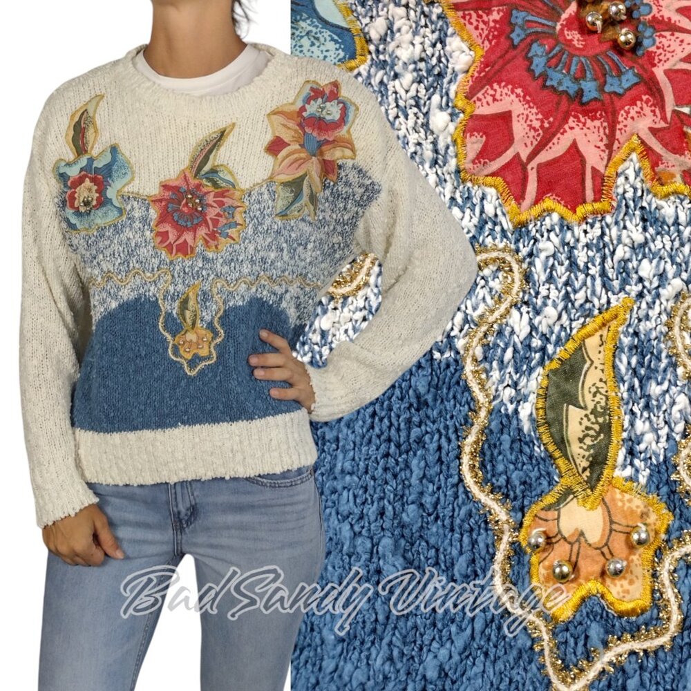 VTG 80s Embellished Comfy Sweater